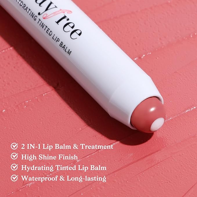 bayfree Tinted Lip Balm Plumper, Glossy, Pump Lips, Lightweight, Moisturize & Tint with Jojoba Seed Oil, Vegan Lipbalm Lip Care, Pink Rose