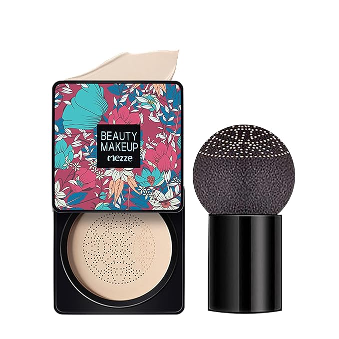 Mushroomhead Air Cushion CC Cream - Flaw'less Foundation Waterproof Makeup High Coverage Liquid BB Light to Medium Concealer Moisturizing for Dry Skin (Natural)