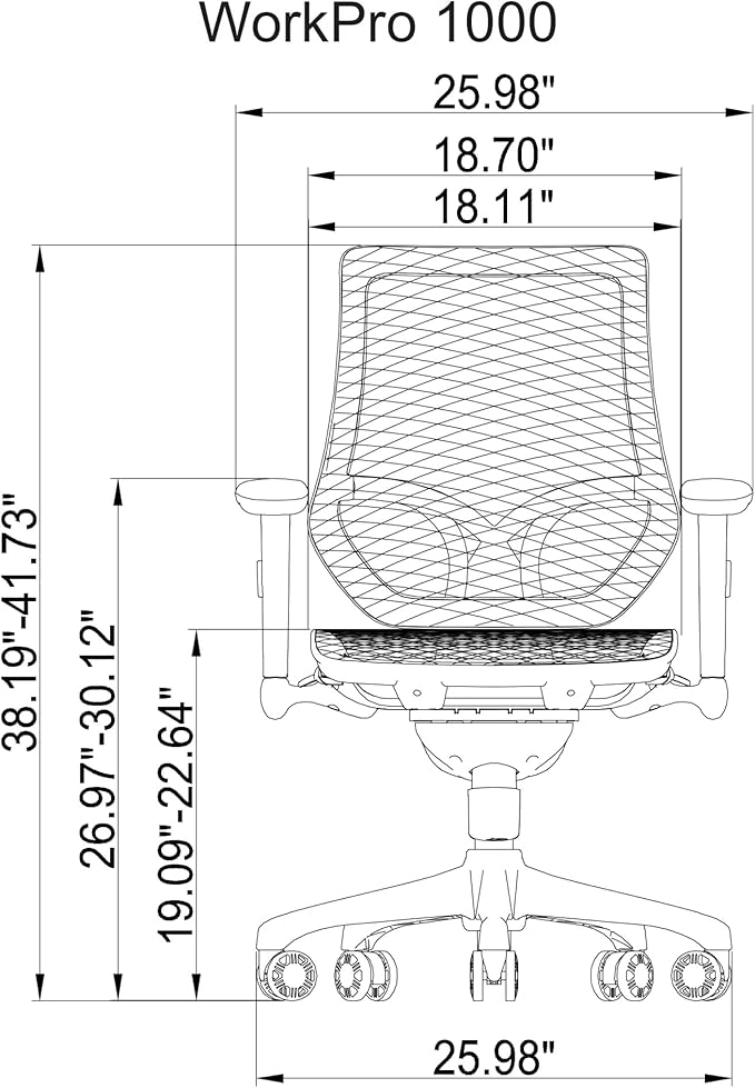 WorkPro® 1000 Series Ergonomic Mesh/Mesh Mid-Back Task Office Chair, Black/Black, BIFMA Compliant