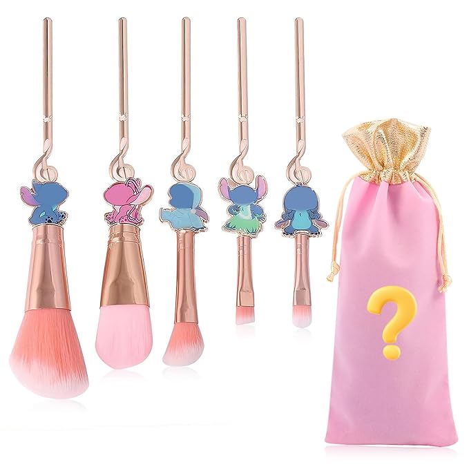 Cute Cartoon Girl-Themed 5-Piece Makeup Brush Set – Premium Synthetic Bristles for Foundation, Blending, Face Powder, Blush, Concealer & Eye Shadow