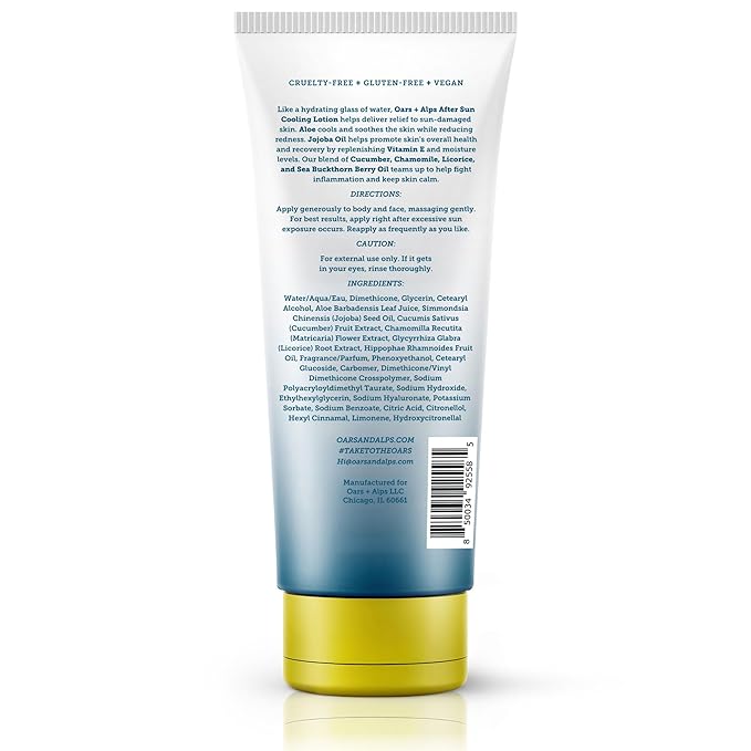 Oars + Alps After Sun Cooling Lotion, Includes Aloe Vera and Cucumber Extract for Sunburn Relief, Fresh Cut Aloe Scent, 8 Fl Oz
