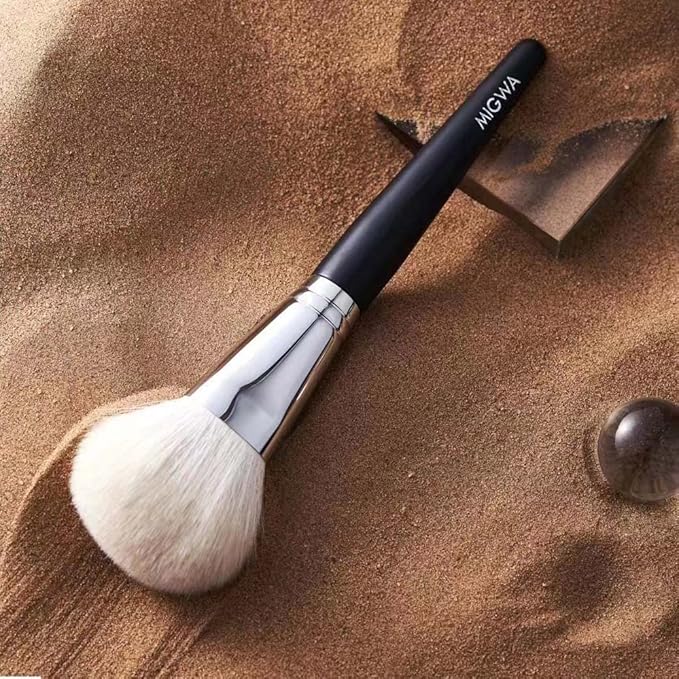 12 Pieces Premium Goat Hair Makeup Brush Set Nature Hair Bristles for Flawless Powder Application Durable Copper Ferrules Includes Eco-Friendly Kraft Paper Storage Case and Elegant Gift Box