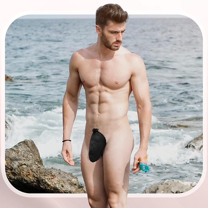 2 Pcs Men's Tanning Pouch Sun Protection, Tanning Cover for Men (Brown and Black)