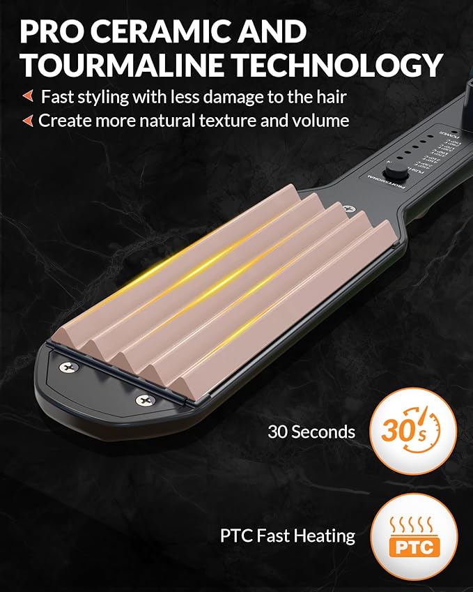 Hair Crimper for Volumizing Fluffy Hairstyle, Crimper Hair Iron with Ceramic Plates, Crimping Iron Tool for Women Girls Hair Waver Dual Voltage, Auto Off