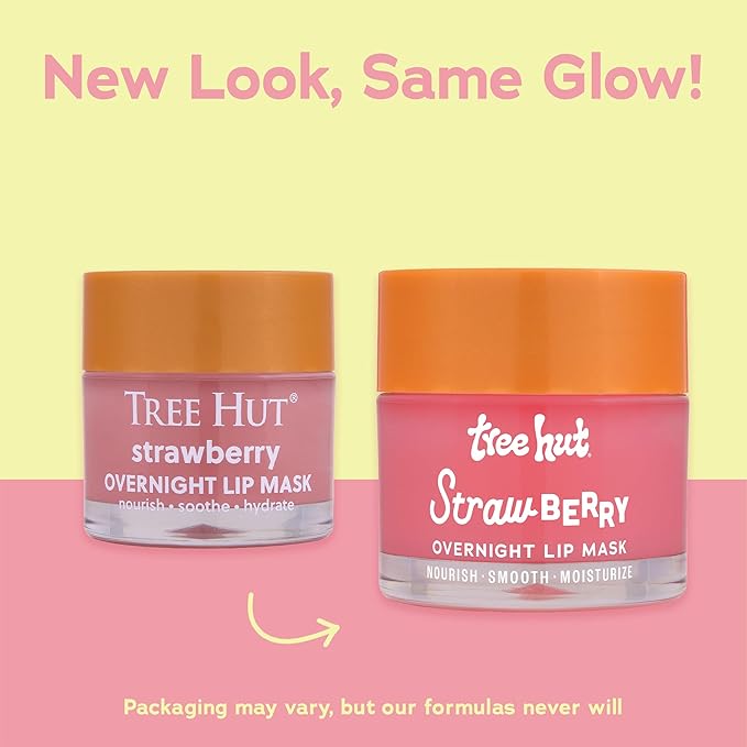 Tree Hut Strawberry Overnight Lip Mask, Easter Gifts for Women, Hydrating Lip Treatment, Leave On Overnight for Soft, Smooth Lips, 0.6 oz