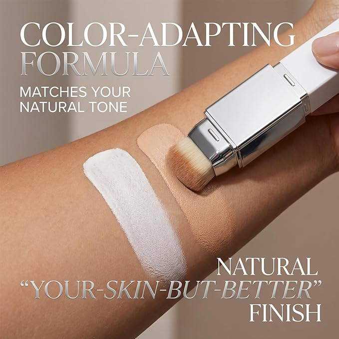 Color Changing Foundation Stick, Foundation Stick, 2-in-1 Waterproof Long Lasting, Dual-Ended Full Coverage Foundation with Fine Bristle Brush, Lightweight, Long-Lasting (Medium Skin)