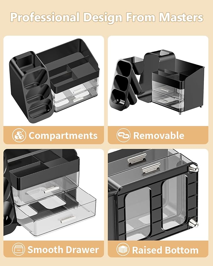 Large Capacity Makeup Organizer Countertop with Makeup Brush Holder for Vanity, Thickened Material, Bathroom Countertop Organizer Skin Care Perfumes Storage, Teen Girl Gifts for 13-25 Year