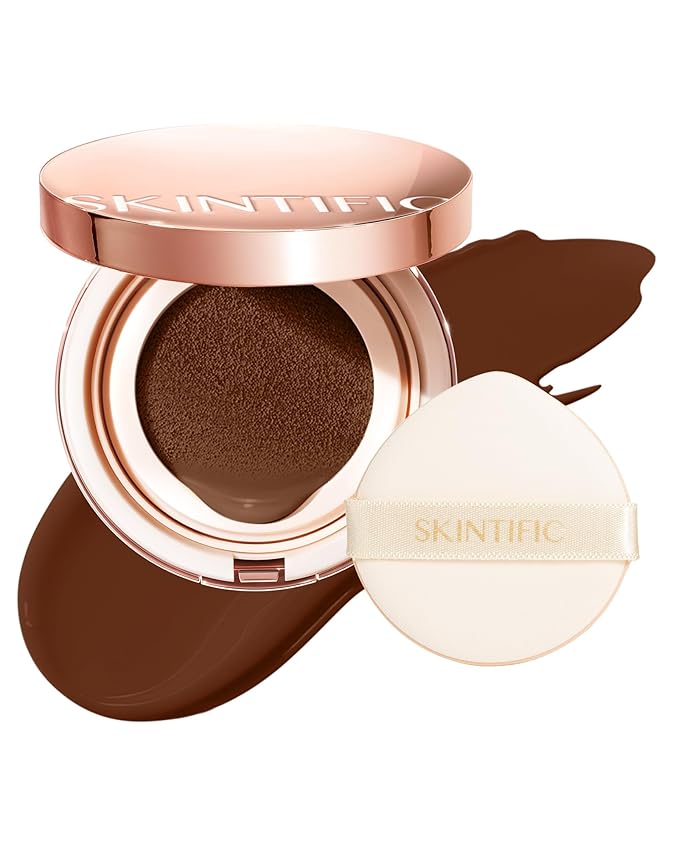 Full Coverage Cushion Foundation #47N Ebony| Satin Glow Finish, Oil-Control & Waterproof, Buildable Tattoo Cover Cushion for All Skin Types