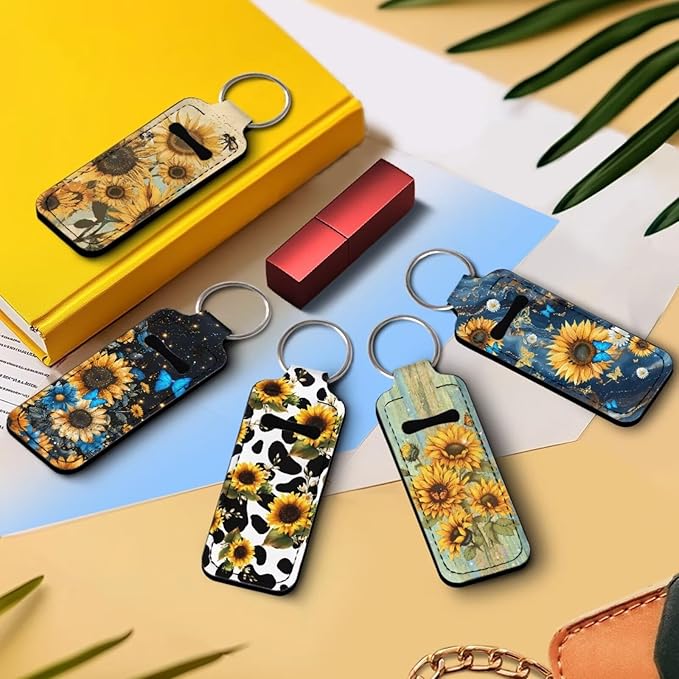 Pensura Chapstick Holder Keychain Fashion 5 Pcs Car Keychain Holder Portable Chapstick Holder Keep from Scratched and Dust