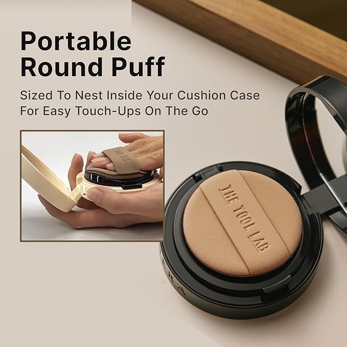 THE TOOL LAB Long-lasting Tension Puff 4P Set, Glow + Cover + Airy + Aqua, Liquid Cushion Foundation, Rubycell Makeup Sponge for Hydrating & Smooth Coverage, Korean Makeup (4P, 2.1 inch, Round)
