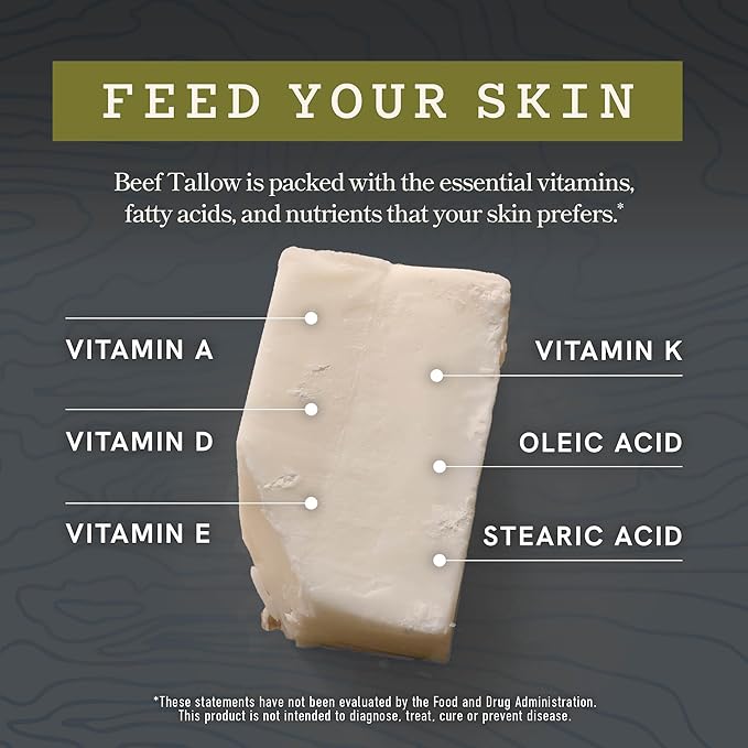 Beef Tallow Balm for Men | Face & Body | Men’s Beef Tallow for Skin Health & Barrier Support | Unscented | Moisturizing Face, Body & Hands Balm with Organic Beeswax | Grass-Fed & Cruelty-Free | 2 oz