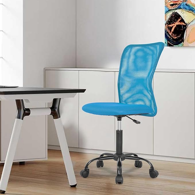 BestOffice Ergonomic Office Chair Desk Chair Mesh Computer Chair Armless Back Support Modern Executive Rolling Swivel Chair with Lumbar Support（Blue）