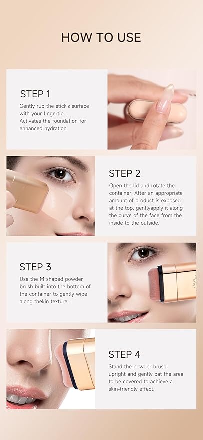 Foundation Stick Waterproof Natural Nude Makeup, Full Coverage Korean Makeup Skin Tint With Brush for All Skin(NATURAL BEIGE,0.7 Oz / 20g)