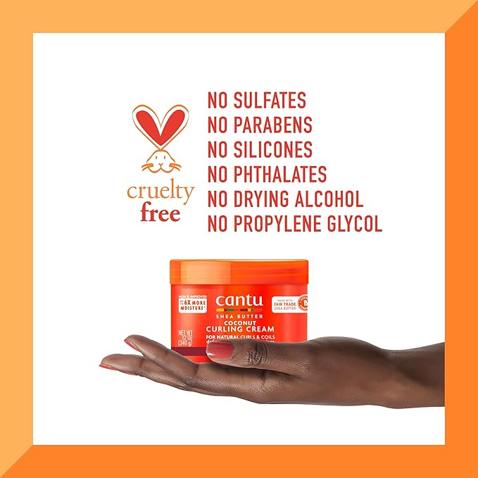 Cantu Coconut Curling Cream with Shea Butter for Natural Hair, 12 oz | for Natural Hair, 12 oz