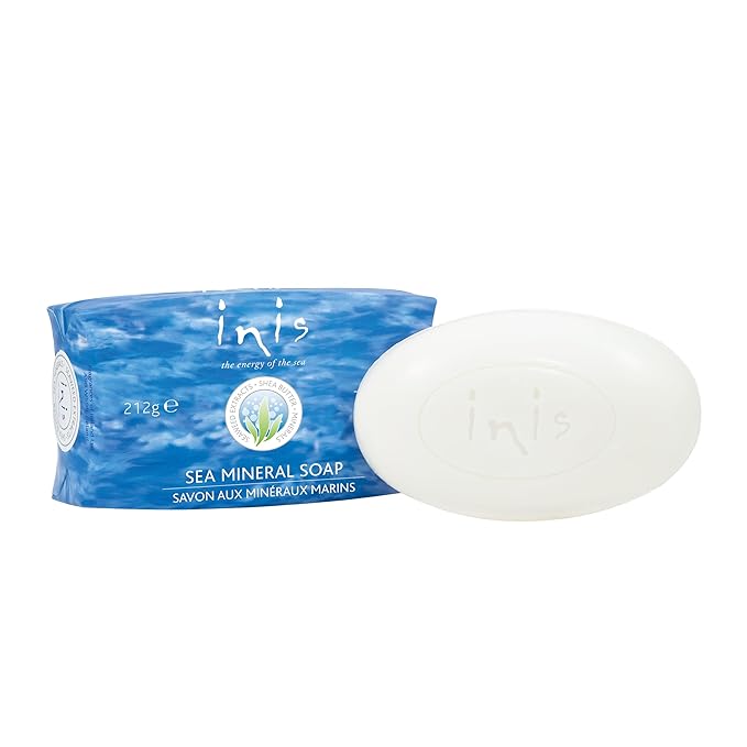 Inis the Energy of the Sea Large Sea Mineral Soap - Triple-Milled Soap Bar - With Sea Minerals, Shea Butter & Seaweed Extracts - Ocean Fresh, Clean Scent 7.4 Oz