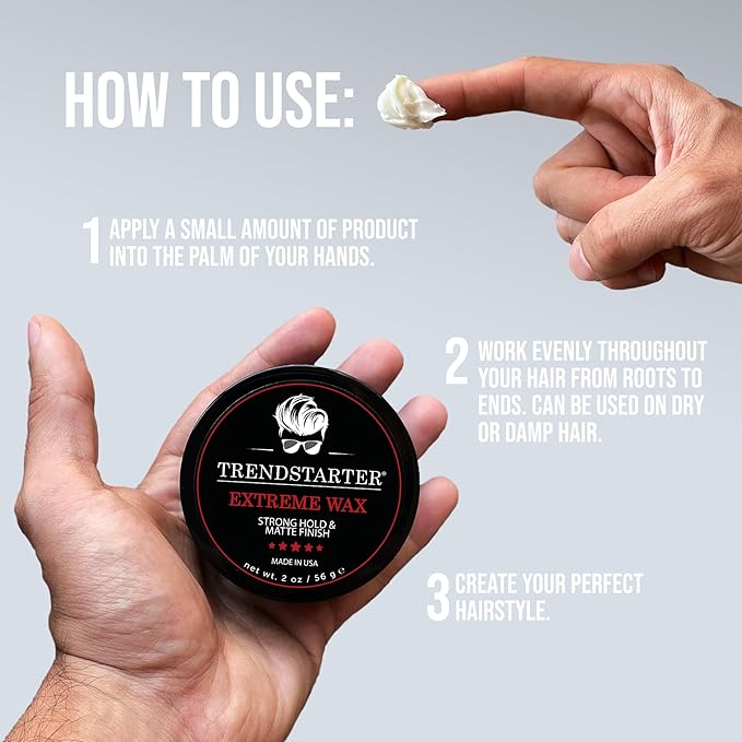 TRENDSTARTER - EXTREME Premium Water Based Pomade - Travel Size - Strong Hold - Matte Finish - Flake-Free Styling for All Hair Types