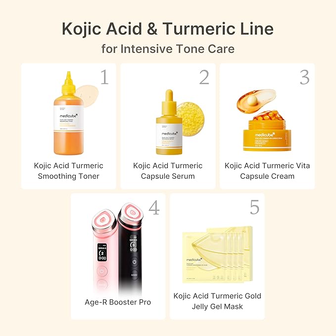 medicube Kojic Acid Capsule Brightening Duo: Kojic Acid Capsule Cream and Serum | Tone Renewal & Radiance Care Routine