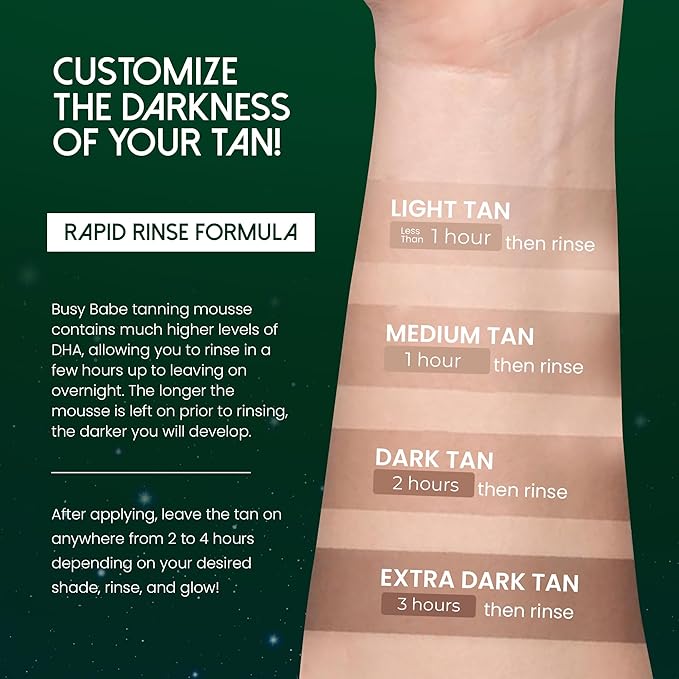 Self Tanner - Golden Nights Express Rapid Dark Tanning Mousse - Deeper Sun-Kissed Glow with Mitt - Vegan, Cruelty-Free, Instant Tan, Self Tanning Mousse Pump - 7.2 oz, No Orange Hues