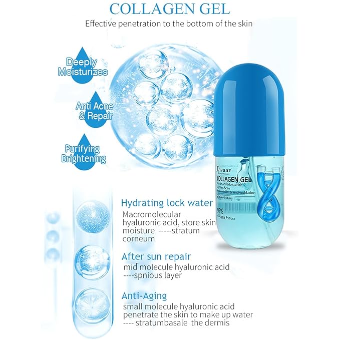 DISAAR Beauty Aloe Vera Gel Cracked Skin Refreshing After Sun Moisturizing 280ml/9.45oz… (Collagen Gel)