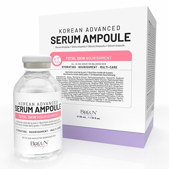 BRÜUN Total Care Complex Ampoule – Retinol Peptide Hydrating Serum for Face and Body, Use with or without Derma Pen (Not Included), 1.18 fl.oz