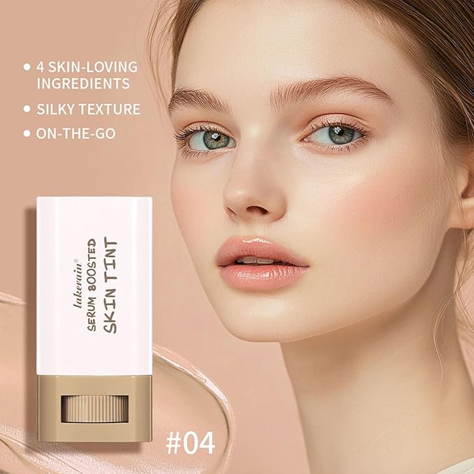 Beauty Balm Serum Boosted Skin Tint, Foundation Makeup Stick Hydrating Tinted Moisturizer, Lightweight and Buildable Solid Tinted Hydrating Serum Foundation Contour Stick, Natural Finish(04#)