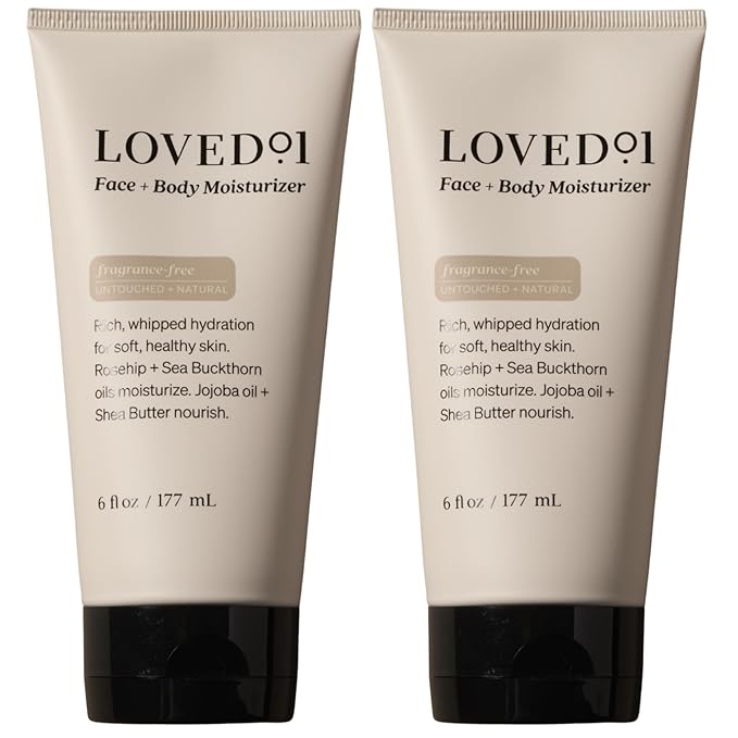 Loved01 Daily Face & Body Moisturizer, John Legend Skincare, Fragrance-Free & Non-Greasy Shea Butter Cream, Deep Hydrating Formula for Dry & Sensitive Skin, Vegan & Cruelty-Free, 2-Pack (6 oz each)