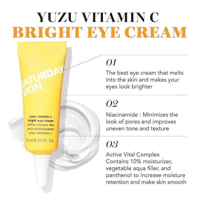 Saturday Skin 3-Piece Skin Care Set Yuzu Vitamin C Sleep Mask Yuzu Vitamin C Bright Toner and Eye Cream and Face Cleanser Hydrating Foam Cleanser Makeup Remover and Face Wash