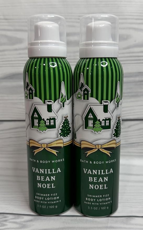 Bath & Body Works Vanilla Bean Noel Fizz Shimmer Body Lotion 3.5 Ounces Each Pack of 2