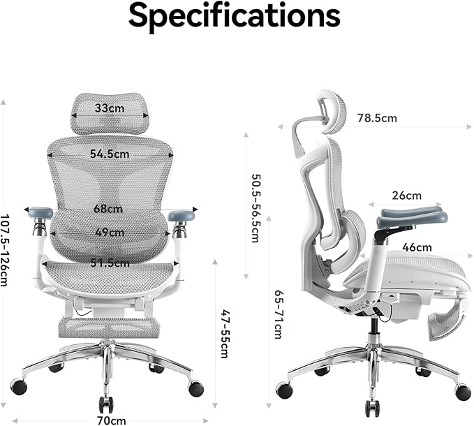 SIHOO Doro C300 Pro Ergonomic Office Chair with Footrest, Ultra-Soft 6D Armrests, Dynamic Lumbar Support, and Seat Depth Adjustment for Office (Grey)