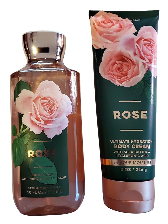 Bath & Body Works Rose Body Wash Shower Gel and Body Cream 2 Piece Set