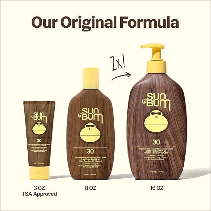 Sun Bum Original SPF 30 Sunscreen Body Lotion - Broad Spectrum Moisturizing Sunscreen with Vitamin E - Hawaii 104 Act Compliant (Made without Octinoxate & Oxybenzone) - Travel Size - 3 oz