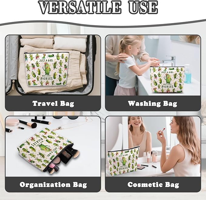 Pickle Makeup Bag, Pickle Gifts For Women, Pickles Makeup Pouch, Pickles Travel Toiletry Bag With Zipper, Birthday Anniversary Christmas Gifts For Mom Sister, Travel Toiletry Bag