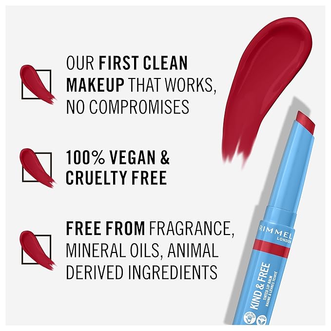 Rimmel Kind & Free Tinted Lip Balm, 005 Turbo Red, 4g