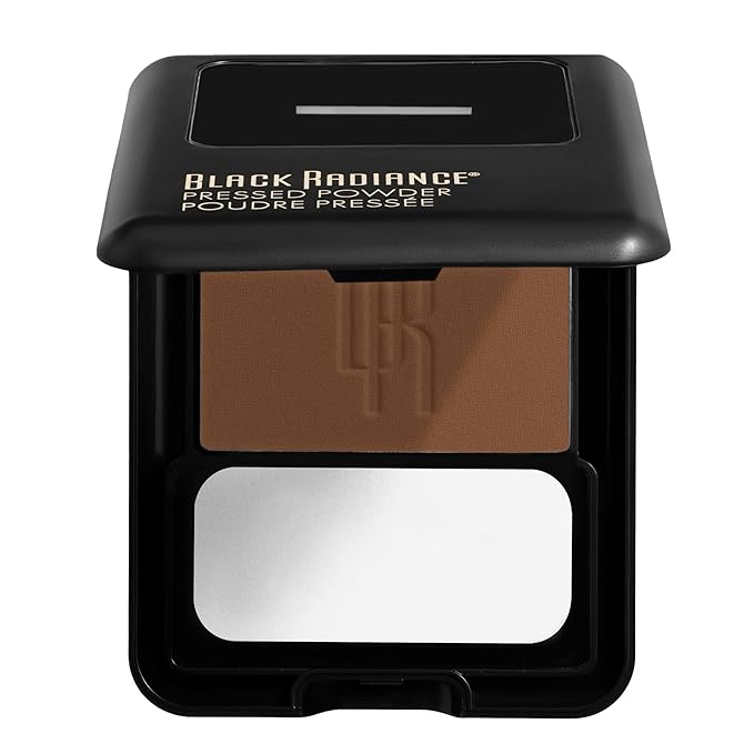 Black Radiance Pressed Powder, Pigment-Rich Matte Finish for Light Skin Tones, Oil-Absorbing Compact with Mirror & Sponge - Creamy Beige