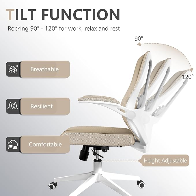 Office Chair Desk Chair, Ergonomic Mesh Computer Chair with 90-130° Recline & 360° Smooth-Rolling Casters, Adjustable Lumbar Support Task Chair for Home Office, Comfortable for Women, Teens