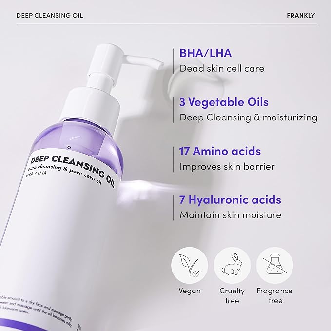 FRANKLY Deep Pore Treatment Duo: Closer Serum & Pore Cleansing Oil | Gifts for Women | BHA/LHA Purifying Cleanser + Peptide Pore Minimizing Serum | Hydrating & Anti-Aging | Korean Skincare Set