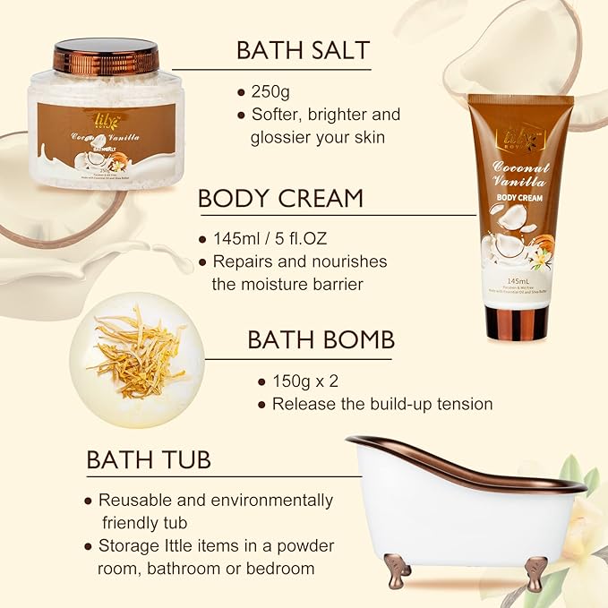 Mothers Day Gifts for Women - 7-Piece Nourishing Bath & Body Gift Set, Bath Collection | Valentines Day Gifts for Mom, Fathers Day, Birthday, Self Care Kit, Christmas Gift, All Occasion Gift