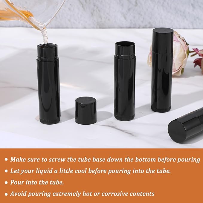 180 Pcs 5g Black Twist-Up Empty Lip Balm Tubes - DIY Lip Balm Containers for Lipstick, Lips Gloss & Solid Perfume