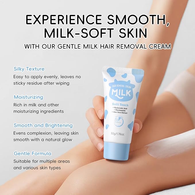 Milk Skincare Set 7-in-1 for Kids & Teens Girls, Gentle Milk Extract Bathing Cleaning Kit with Hand Cream, Hand Wax, Nourishing Soap, Mud Mask, Hydrating Balm Stick, Hair Removal, Makeup Bag(Set C)