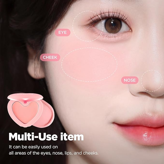 lilybyred Luv Beam Cheek Balm | Heart-Shaped Korean Cream Blush, Semi-Matte Finish, Long-Lasting, Blendable & Buildable, Soft Creamy Texture, Lightweight, Natural Flush, 0.12 oz. (04 Heart Attack Red)