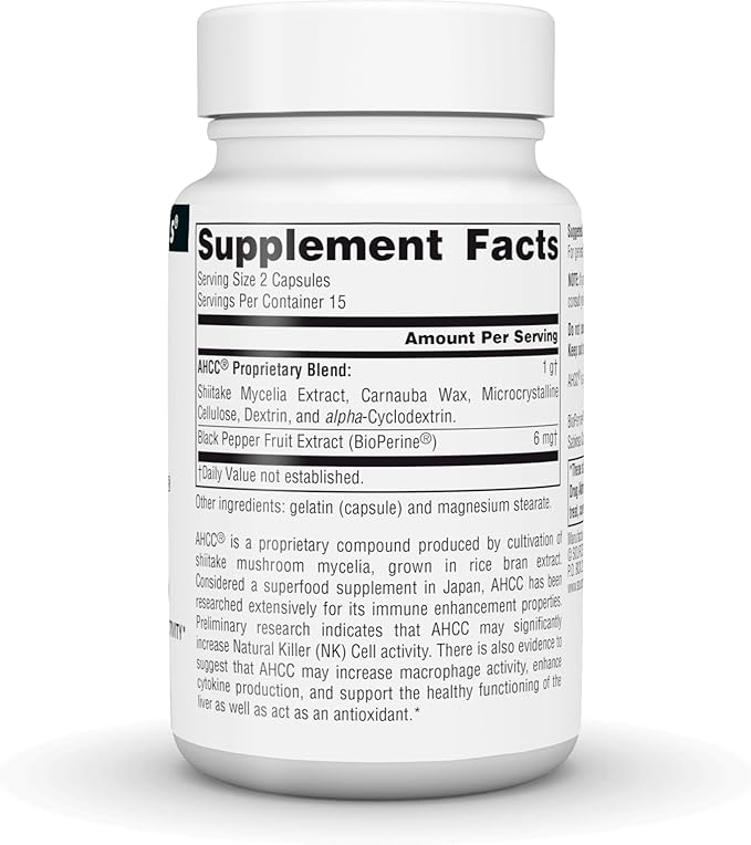 Source Naturals AHCC with Bioperine - Increases Natural Killer Cell Activity* - 500 mg - 30 Capsules