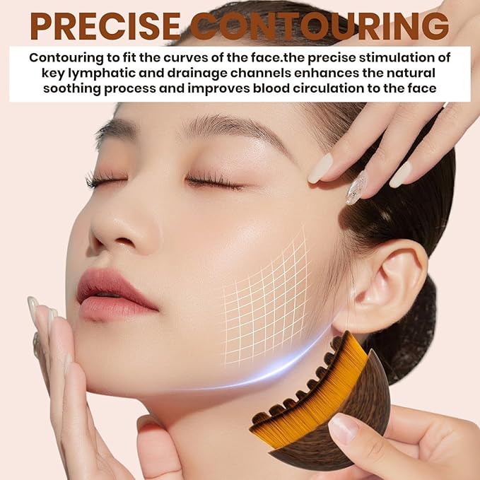 1PCS Lymphatic Contour Face Brush, Lymphatic Drainage Brush, Dry Brushing Face Brush, Lymphatic Drainage Massager for Face, Designed for The Face Gentle Enough for Daily Use
