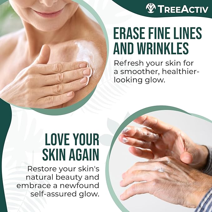 TreeActiv Crepey Skin Repair Cream, 8 oz Firming Body & Neck Cream with Hyaluronic Acid, Glycolic Acid & Shea Butter, Helps Crepey Skin Look Smoother, 500+ Uses