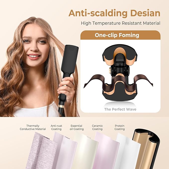 Crimper Hair Tool, Mini Hair Crimper for Women Heating up 390°F, Waver Curling Iron with Negative Ions, Double Voltage Crimping Iron for All Style (9.5 Inch/1.5 Inch)
