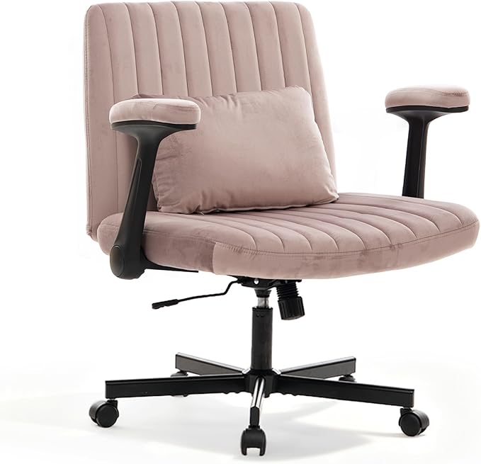 Ergonomic Cross Legged Chair with Wheels,360° Swivel Meditation Chair,ADHD Chair, Criss Cross Desk Chair with Lumbar Support and Adjustable Stool, (Wide seat Cushion, Light Pink)
