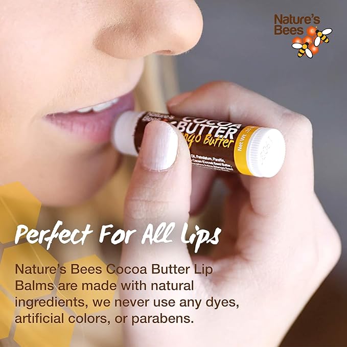 Nature's Bees Lip Balm, Bulk Lip Care Pack for Dry, Cracked Lips, Made in the USA with Natural Ingredients, 0.15 oz Each, 8 Flavors, 24 Pack - Packaging May Vary