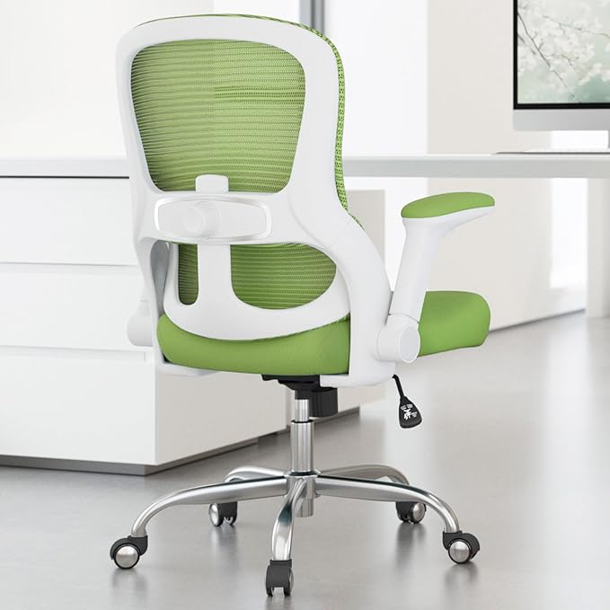 Office Chair Ergonomic Desk Chair Comfy: 400LBS Mesh Computer Chair Ergonomic Gaming Chairs with Wheels Adjustable Lumbar Support and Flip up Armrest-Swivel Executive Chairs Long Hours(Green)
