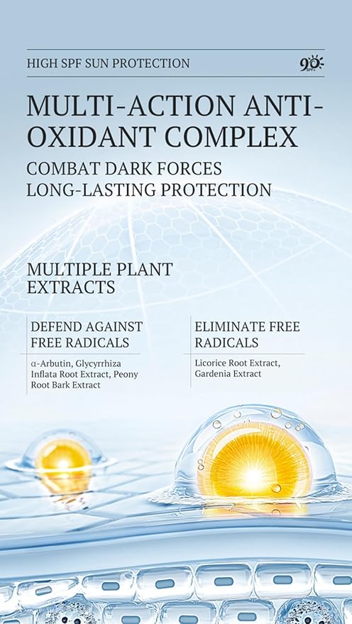 Double Tube Multi Effect Isolation and Sunscreen Lotion For Body & Face, Antioxidants Broad Spectrum Sunscreen SPF 90+, Natural Sunblock for Outdoor UVA/UVB Protection