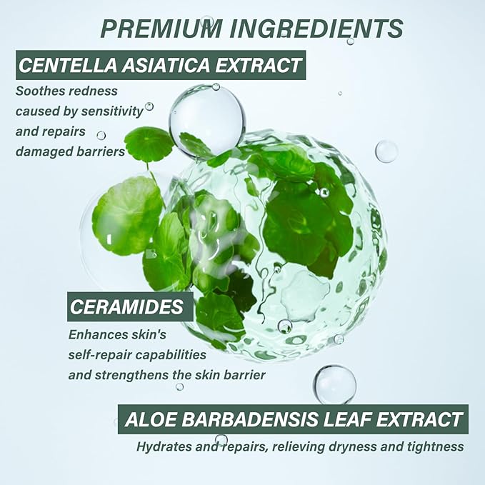 5PCS Centella Face Skin Care Set with Centella Serum,Toner and 3 face masks,Moisturizing Centella Toner Facial Kit,Hydrating Centella Kit Skin Care Gift Set,Nourishing Travel Size Skincare Set