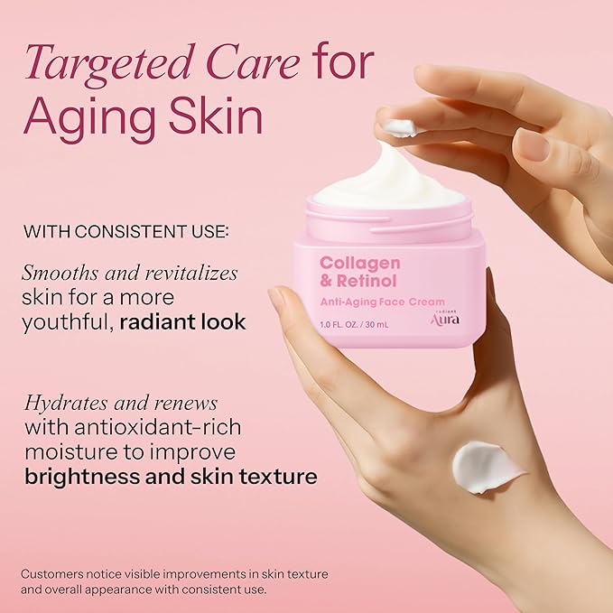 Collagen & Retinol Face Cream – Dermatologist Tested, Anti Aging, Korean Skin Care – Firming, Anti Wrinkle, Hydrating Moisturizer, Pore Care – Vegan, Clean Beauty – Pack of 2